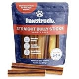 Pawstruck Natural 3–5" Bully Sticks for Small Dogs and Puppies – Single Ingredient, Low-Odor, Rawhide-Free Chew Treat – 100% Real Beef, No Artificial Preservatives – 8 oz Bag – Packaging May Vary
