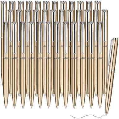 Teling 36 Pcs Small Ballpoint Pen Mini Pens Bulk 4 Inch Short Tiny Small Writing Tool Black Ink for Pocket Notebook Notepads School Office(Champagne,Classic Style)