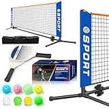 Furypiont 10 FT Mini Portable Pickleball Net Equipment Set - Tennis Net for Driveway Backyard, 2 Pickleball Paddles, 8 Pickleballs and Potable Carry Bag,Pickleball Net for Beginner