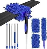 CALBEAU Ceiling Fan Cleaner Duster with 80 inch Extention Pole, Fan Duster for High Ceiling Fan Blades, Bendable and Washable Chenille Duster for Cleaning Hard to Reach Area