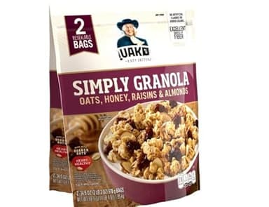Simply Oats, Honey, Raisins & Almonds Granola, 34.5 oz Bags, 2 Count (1 Pack)