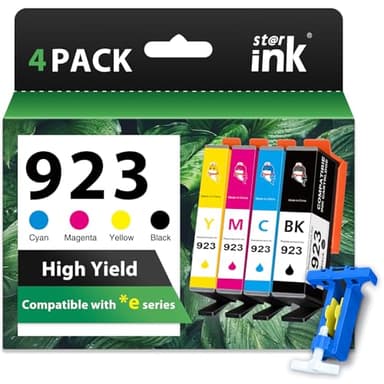 923 Ink Cartridges Combo Pack Replacement for HP 923 Ink Cartridges for HP Printers Work for HP OfficeJet Pro 8130e OfficeJet Pro 8135e 8125e 8138e 8122e 8139e 8120e Printer Ink Without Chip,4 Packs