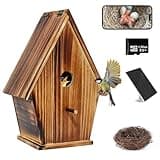 Smart Bird House with Camera Solar Powered,1080P Birdhouse with Camera for Outside with Night Vision, Auto Capture Bird Videos & Motion Detection, 2.4G WiFi App to Observe Bird Activities