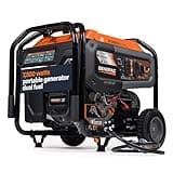 Generac 7,500-Watt Dual-Fuel Compatible Portable Generator - Gas and Propane - COsense Technology with Electric Start - PowerRush Advanced Technology - Reliable Power Solution - Home Use, Orange/Black