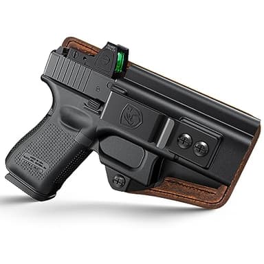 G19 Holster - Compatible with Glock 19/19X (Gen 3-5) 44/45 23/32 3-4) IWB Right Hand Inside Waist Concealed Carry Accessories Kydex and Leather Hybrid by MUNALO Brown