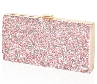 Covelin Women's Handbag Envelope Rhinestone Evening Clutch Bag Hot Pink