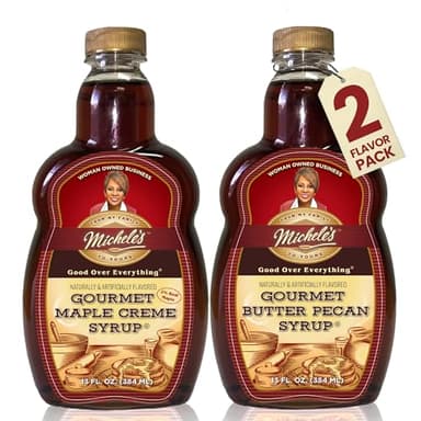 Michele’s Syrup Variety pack – Maple Crème, Butter Pecan Syrup | Flavoring Syrup for Pancakes and Waffles, Ice Cream – Condiment for Salmon, Pork, and Beef – Great Breakfast Food Gift