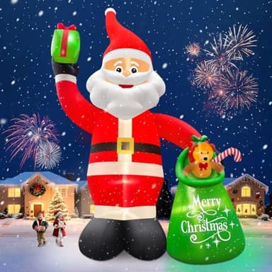 Kalolary 20FT Christmas Inflatables Santa Claus Outdoor Decorations, Giant Santa Inflatables with Gift Bag Xmas Blow Up Yard Decorations with Built-in Lights for Holiday Party Yard Garden Lawn Decors