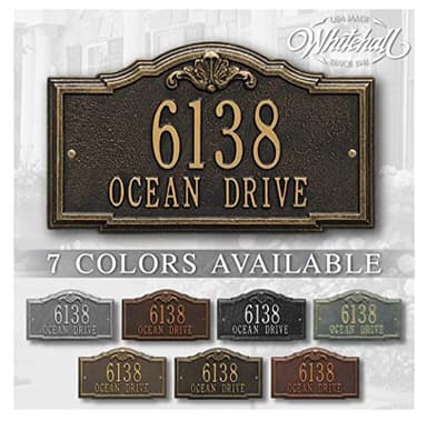 Whitehall™ Personalized Cast Metal Address plaque -THE GATEWOOD Plaque. Made in the USA. BEWARE OF IMPORT IMITATIONS. Display your address and street name.
