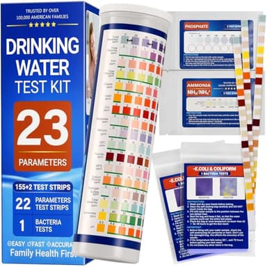 23-in-1 Home Drinking Water Testing Kit - 155 Strips,Tap and Well Water Test Kit for Hardness, Lead, Iron, Copper, Chlorine, Fluoride