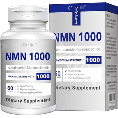 NMN 1000mg Per Serving Maximum Strength - 99% Pure NMN (Nicotinamide Mononucleotide) for NAD, Cell, Immune, Energy, Anti-Aging & Longevity, Stabilized NMN Supplements 1000mg - 60 Veggie Capsules