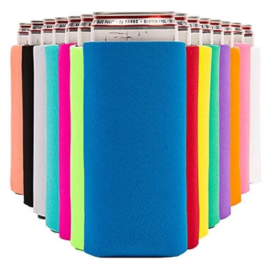 Slim Can Cooler Sleeves (14-Pack) Soft Insulated Koolie for White Claw Seltzer & Slim Beer - HTV Blanks for Vinyl Projects - Skinny, Bulk - Tall Coolies