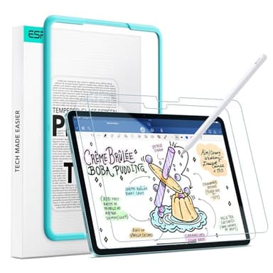 ESR 2 Pack Paper-Feel Screen Protector for iPad Air 11 Inch M4/M3/M2 (2026/2025/2024, 8th/7th/6th Gen), Write and Draw Like on Paper, 9H Tempered Glass, Matte Anti-Glare with Alignment Frame
