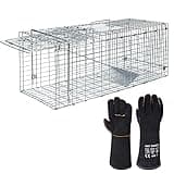 ANT MARCH Live Animal Cage Trap Cat Trap 32"x11.5"x13" Steel Humane Release Rodent Cage for Rabbits,Cat, Stray Cat, Squirrel, Raccoon, Mole, Gopher, Chicken, Opossum, Skunk, Chipmunks, Groundhog