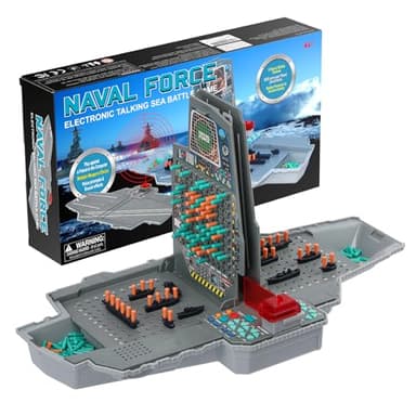 LEVEROAM Talking Sea Battle Board Game with Light and Sound Effects, Electronic Naval Battle Strategy Game with 200 Preset Ships Layout, Logicality Training, 1-2 Players, Family Board Game (Gray)