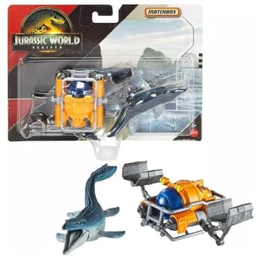 Hot Wheels Jurassic World Rebirth, Dinosaur Collection Vehicle and Figure (Mosasaurus Sea Sub)