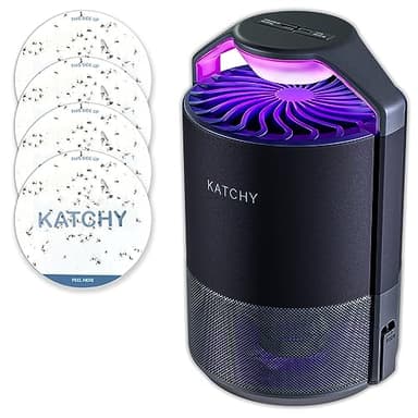 Katchy Flying Insect Trap Indoor – Catcher & Killer for Mosquito, Fruit Fly, Gnat & Small Moth – Non-Zapper with Suction & Blue Light – Ideal for Indoor Spaces, Kitchen & Plants (Original, Black)