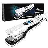 MKBOO Hair Straightener with Steam,Salon Professional Nano Titanium Ceramic Steam Flat Iron with Removable Comb+Digital LCD+5 Level Adjustable Temperature+Auto Temperature Lock White