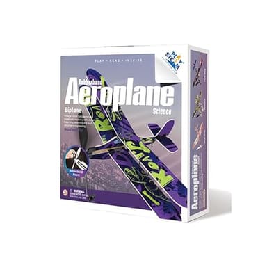 PLAYSTEM Rubber Band Aeroplane Biplane STEM Kit- Xmas Gift for Boys & Girls