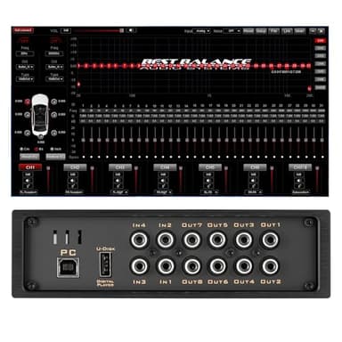 Car Audio DSP BTS880 4 Input 8 Output DSP Digital Signal Processor with Built in EQ Crossovers, 31-Band RCA Auxiliary Input and High Level Speaker Inputs DSP Bluetooth Equalizer Amplifier