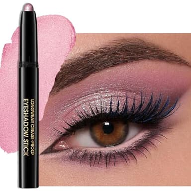 Erinde Waterproof Cream Eyeshadow Stick, Rose Pink Shimmer Eye Shadow Sticks, Cream to Powder Eyeshadow Crayon, Buildable & Blendable Long-Lasting Eye Shadow Stick, Vegan & Cruelty-Free, 08
