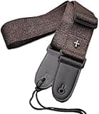 CC CAIHONG Guitar Strap, Bass Guitar Straps Acoustic Electric Woven Simple Leather Ends Adjustable Vintage with Pick Pocket - Brown