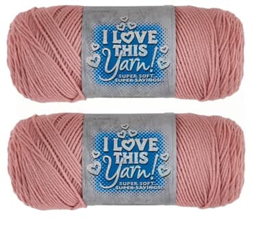 Hobby Lobby I Love This Yarn - 4 Medium 100% Acrylic Yarn for Crocheting & Knitting Blankets, Hats & Accessories, Set of 2, 101 Rosy Cheeks