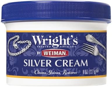 Wright's Silver Cleaner and Polish Cream, 8 Ounce, Gently Clean and Remove Tarnish for Jewelry, Pewter, and Sliver Without Scratching, Ammonia Free