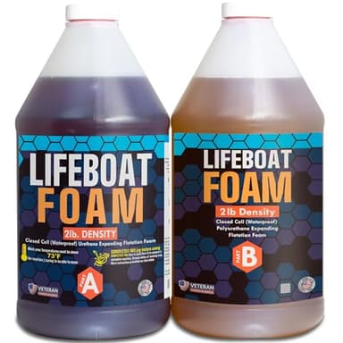Lifeboat Polyurethane Pour Foam 2lb Density 1 Gallon Kit 2-Part Closed Cell Rigid Expanding Foam - Extended Time Formula - For Boat Buoyancy, Flotation, Filling, Deep Pour, Soundproofing, & Insulation