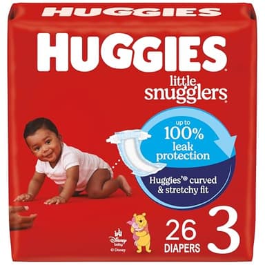 Huggies Size 3 Diapers, Little Snugglers Baby Diapers, Size 3 (16-28 lbs), 26 Count, Packaging May Vary