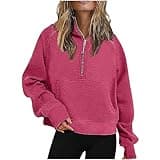 Half Zip Up Hoodie For Women Trendy 2023 Fall y2k Outfits Oversized Long Sleeve Hooded Sweatshirt Pullover