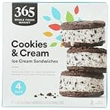 365 By Whole Foods Market, Frozen Ice Cream Sandwich Cookies And Cream, 17 Ounce