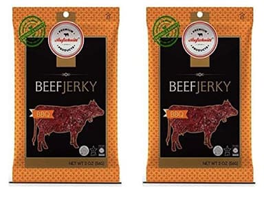 Aufschnitt Grass Fed Beef Jerky - Low Sodium, Certified Kosher - Keto Friendly - 2 Pack, BBQ