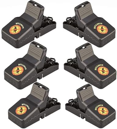 Bullseye - 6 Pack - Rat Traps with Teeth - Indoor/Outdoor, Reusable, Easy Setup, Powerful Stainless Steel Spring, Tough ABS Body - Safely Set Traps Without Getting Snapped. Rats, Chipmunks & Rodents