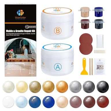 Marble and Granite Repair kit, Quartz Countertop Repair Kit for Chip Dents Cracks Holes Scratchs, Premium Marble Granite Quartz Laminate Formica Travertine Corian Stone Epoxy Filler
