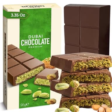 Chobella Dubai Chocolate Bar Pistachio 3.35oz (95g), Premium Mini Dubai Chocolate Bar with Pistachio Cream and Kataifi, Viral Candy with Shredded Phyllo Dough, Knafeh