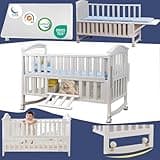 Styhigh Portable Mini Baby Crib 4 in 1 with Memory Foam Mattress(38"by24") Included, Cunas para Bebes 2025 Convertible Crib 6 in1 with Foldable Storage Baby Playpen Bassinet Bedside Sleeper Bed(White)