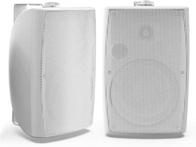 Herdio 8 Inch 600W Outdoor Bluetooth Speakers Waterproof with Powerful Bass, TWS Pairing Wall Mount Durable Loud Sound System | Ideal for Large Spaces: Commercial Areas, Spacious Backyards (White)