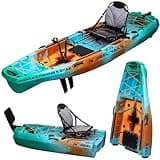 Reel Yaks Radar Modular Fishing Kayak - 10ft Lightweight Fin Drive, Sit On Top Kayak for Adults & Youth - Stable & Portable, Ideal Space-Saving Design for Travel - 400 lbs Capacity - Sunrise
