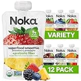 Noka Superfood Fruit Smoothie Pouches Variety Pack, Healthy Snacks with Flax Seed, Plant Protein and Prebiotic Fiber, Vegan and Gluten Free Snacks, Organic Squeeze Pouch, 4.22 oz, 12 Count