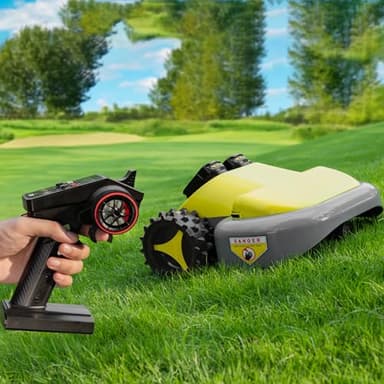 Cordless Remote Control Lawn Mower, Self-Propelled All-Wheel Drive, 45° Slope Climbing, 2"-3" Adjustable Cutting Height, 60Min Runtime with Dual 3Ah Batteries, Lightweight 17lbs Electric Grass Trimmer