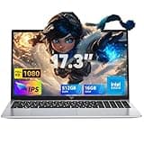 MALLRACE 2024 Laptop,17.3-Inch FHD Display Laptop Computer with Quad Core-12th Alder Lake N97(Up to 3.6GHz), 16GB RAM 512GB ROM Traditional Laptop Computer, 6000Mah Battery,Silver