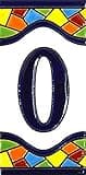 ART ESCUDELLERS House Number Tile, Ceramic, 4.29" x 2.13", Traditional Artisan Style, Number Zero '0'