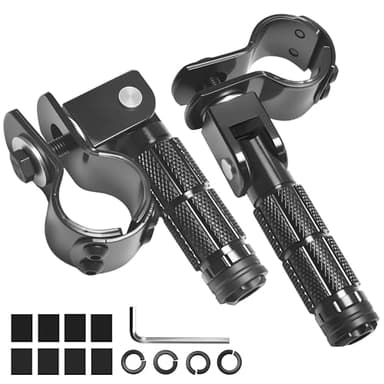 M8 Motorcycle Foot Pegs Folding Rearsets-90 Degree Foldable Footrest Fit 0.86-1.37in Brackets, Anti-Skid CNC Footpegs with Rubber Gasket for Pit Bike Dirt Bike Adventure Touring Bikes (Black)