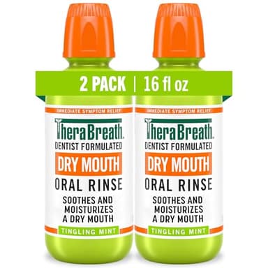 TheraBreath Dry Mouth Oral Rinse, Tingling Mint, Dentist Formulated, 16 Fl Oz (2-Pack)