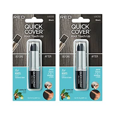 RED by Kiss Quick Cover Root Touch Up Stick, Water-Resistant Temporary Gray Hair Concealer with Brush for Roots and Beard, Long-Lasting Coverage, Easy Application (2 Pack, Black)