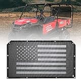 KEMIMOTO Back Dust Screen, Transparent View from Inside, Compatible with Pioneer 1000 700 1000-5 1000-6 700-4 500 520, Soft Rear Window Net, Sun Windshield Mesh with Old Glory Flag Print Accessories