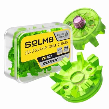 SOLM8 Golf Shoe Replacement Spikes - Metal Screw Threading Dia ¼ Inch/6mm Easy to Install on Cricket & Golf Cleats (Spanner Included)