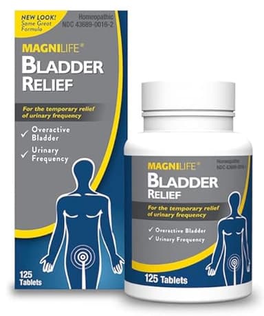 MagniLife Bladder Relief Tablets (125 Ct), Fast-Dissolving Homeopathic Support for Overactive Bladder, Leaks from Sneezing, Coughing or Movement, Daily Use Formula Safe for Men & Women