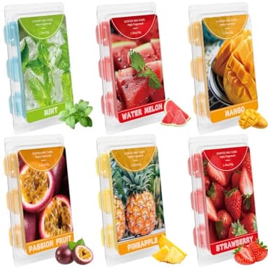 SCENTORINI Wax Melts, 6 Pack Scented Wax Cubes Strong Scent, Spring Summer Soy Wax for Wax Warmer - Pineapple, Watermelon, Strawberry, Mango, Passion Fruit, Mint